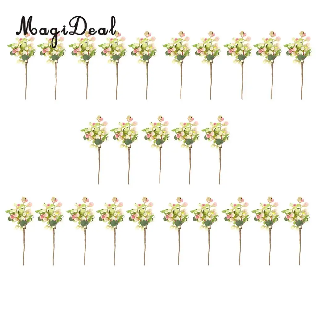 25x Artificial Berry Fruits Simulation Flowers Wedding Bouquet Decoration DIY Floral Craft Pink