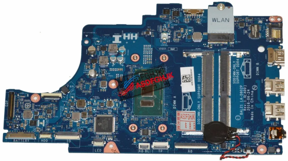 Original FOR Dell Inspiron 5567 5767 Laptop Motherboard WITH i5-7200U 2.5GHz CPU DG5G3 CN-0DG5G3 0DG5G3 fully tested | Компьютеры и
