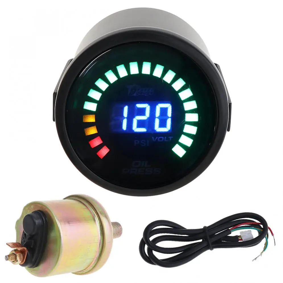 2 Inch Universal 52MM 12V 0~120PSI Colorful LED Digital Car Oil Press Pressure PSI Gauge with Oil Pressure Sensor
2 Inch Universal 52MM 12V 0~120PSI Colorful LED Digital Car Oil Press Pressure PSI Gauge with Oil Pressure Sensor
