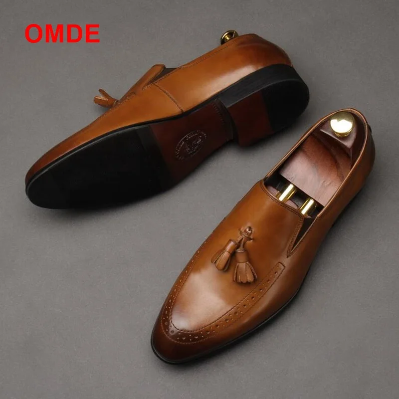 OMDE Pointed Toe Genuine Leather Shoes Men Stylish Formal Shoes Fashion Tassel Loafers Luxury Slip On Dress Shoes
OMDE Pointed Toe Genuine Leather Shoes Men Stylish Formal Shoes Fashion Tassel Loafers Luxury Slip On Dress Shoes