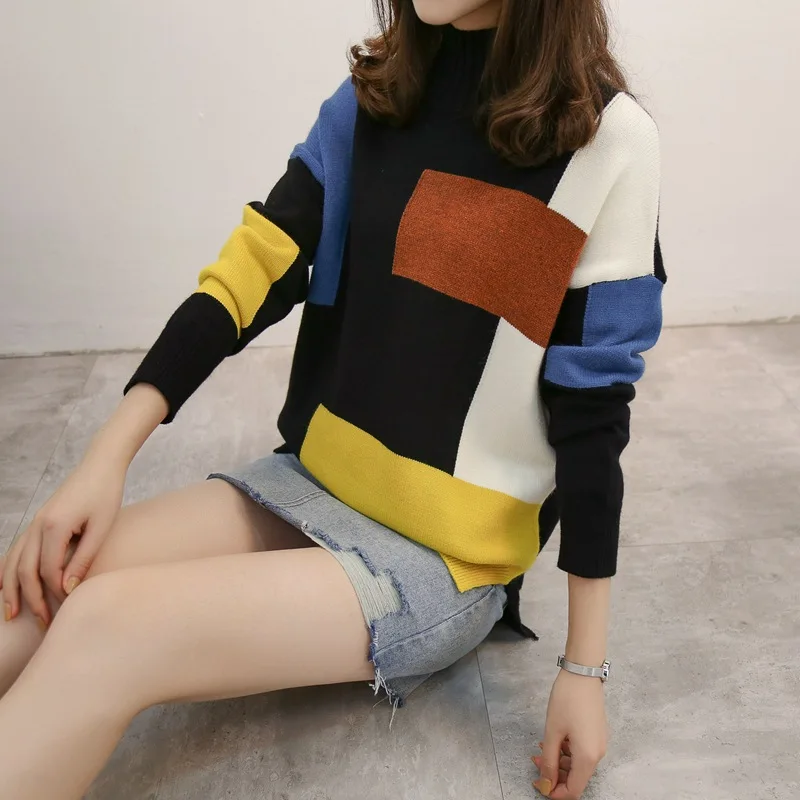 Winter Women Turtleneck Sweater Womens Vintage Fashion Colorful Plaid Sweaters & Pllovers Femme Tricot Pull Jersey Jumper Tops
Winter Women Turtleneck Sweater Womens Vintage Fashion Colorful Plaid Sweaters & Pllovers Femme Tricot Pull Jersey Jumper Tops