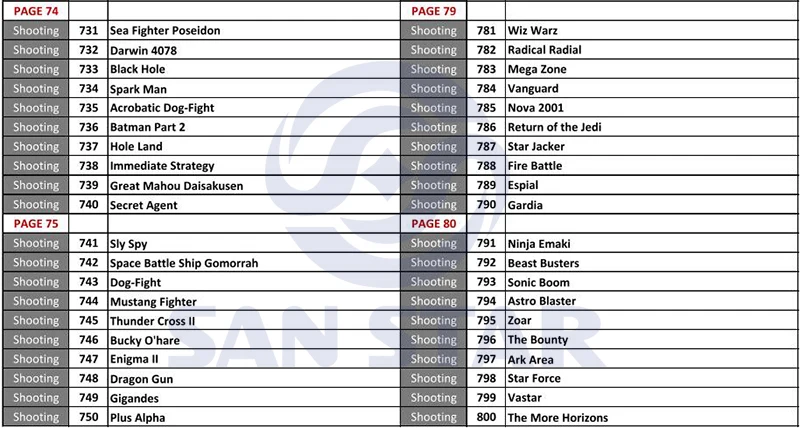 game list 16 w