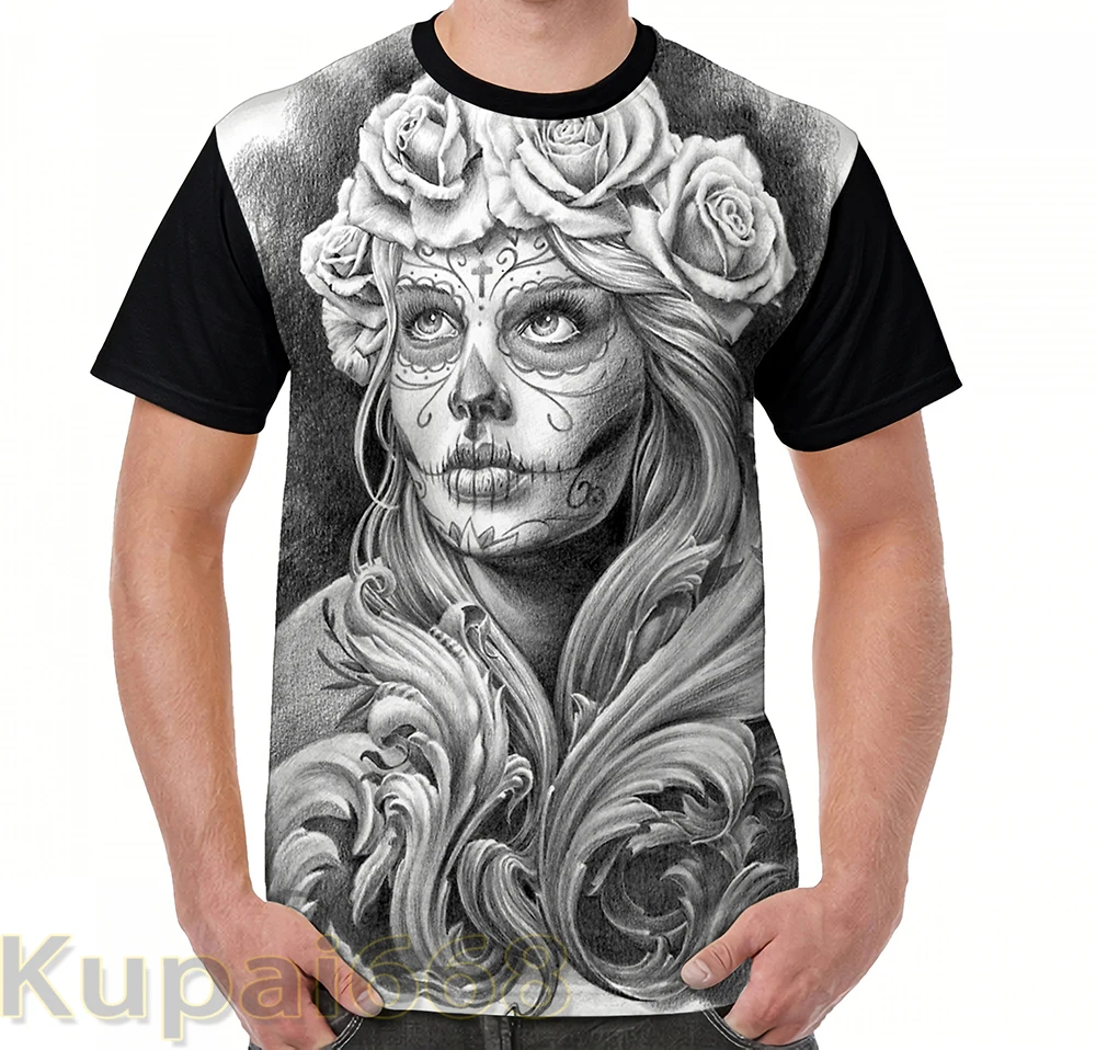 funny Graphic print t shirt men Tops tees Black and Grey Catrina with a crown of roses women T-Shirt Short Sleeve Casual tshirts
funny Graphic print t shirt men Tops tees Black and Grey Catrina with a crown of roses women T-Shirt Short Sleeve Casual tshirts