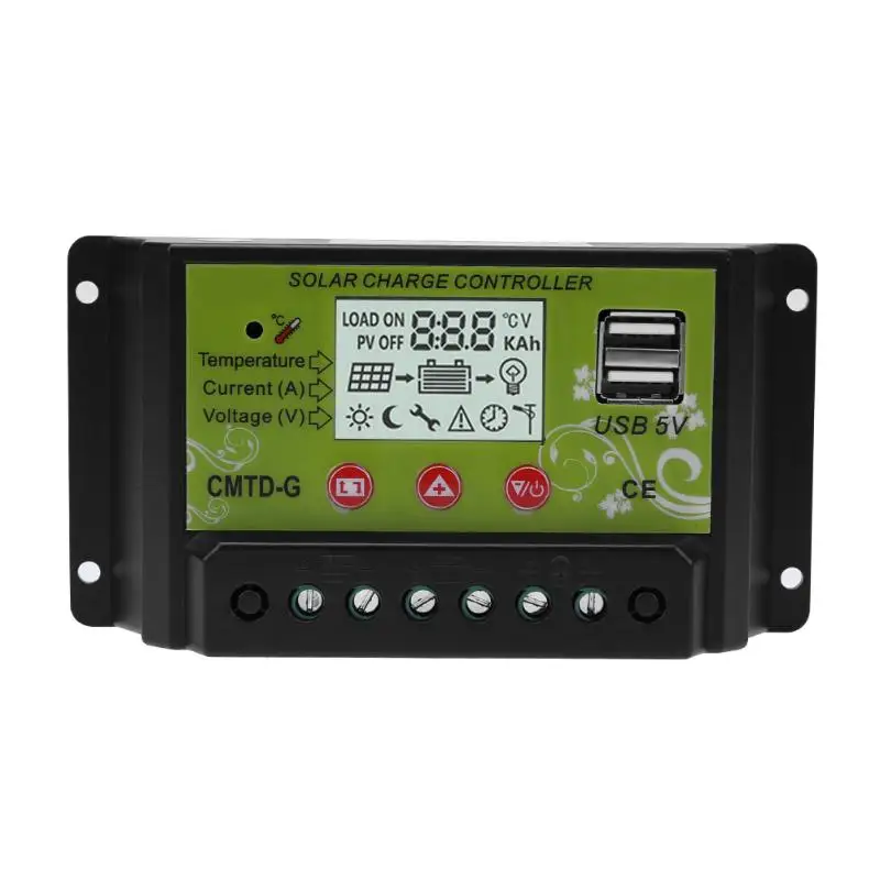 Home Industrial 12V 24V 10A 20A Dual USB Port Solar Charge Controller with LCD Display Solar Panel Charge Regulator
Home Industrial 12V 24V 10A 20A Dual USB Port Solar Charge Controller with LCD Display Solar Panel Charge Regulator