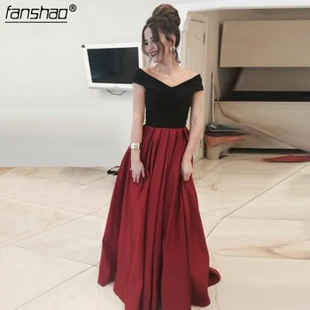 Simple Off the Shoulder Evening Dress Sexy V-Neckline A-Line Satin Dress Vestido De Fiesta Burgundy Prom Party Dresses Long
Simple Off the Shoulder Evening Dress Sexy V-Neckline A-Line Satin Dress Vestido De Fiesta Burgundy Prom Party Dresses Long