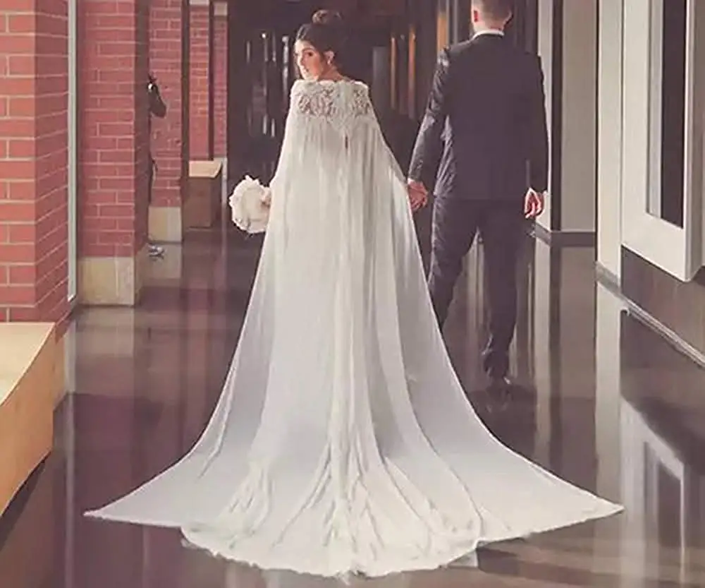Women Cape Veil chiffon Lace Appliques Long Wedding Capes Bridal Wraps Shawls Cloak 250 cm
Women Cape Veil chiffon Lace Appliques Long Wedding Capes Bridal Wraps Shawls Cloak 250 cm