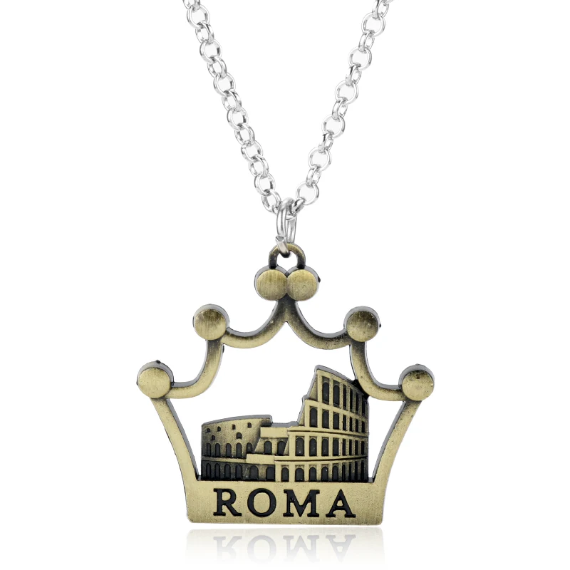 Fashion Roma Colosseum Metal Charm Necklace Fashion Bronze Colosseo Pendant Crown Shape Choker Chain Necklaces
Fashion Roma Colosseum Metal Charm Necklace Fashion Bronze Colosseo Pendant Crown Shape Choker Chain Necklaces