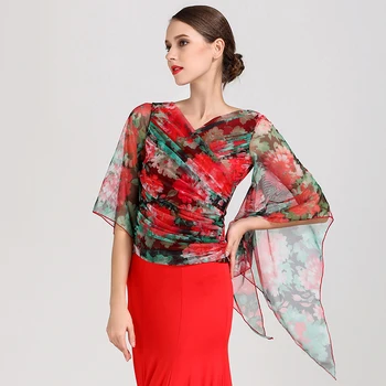Ballroom Dance Tops For Women Net Yarn Printed V Neck Waltz Flamenco Performance Dancing Clothes Women Ballroom Tops DNV10184
Ballroom Dance Tops For Women Net Yarn Printed V Neck Waltz Flamenco Performance Dancing Clothes Women Ballroom Tops DNV10184