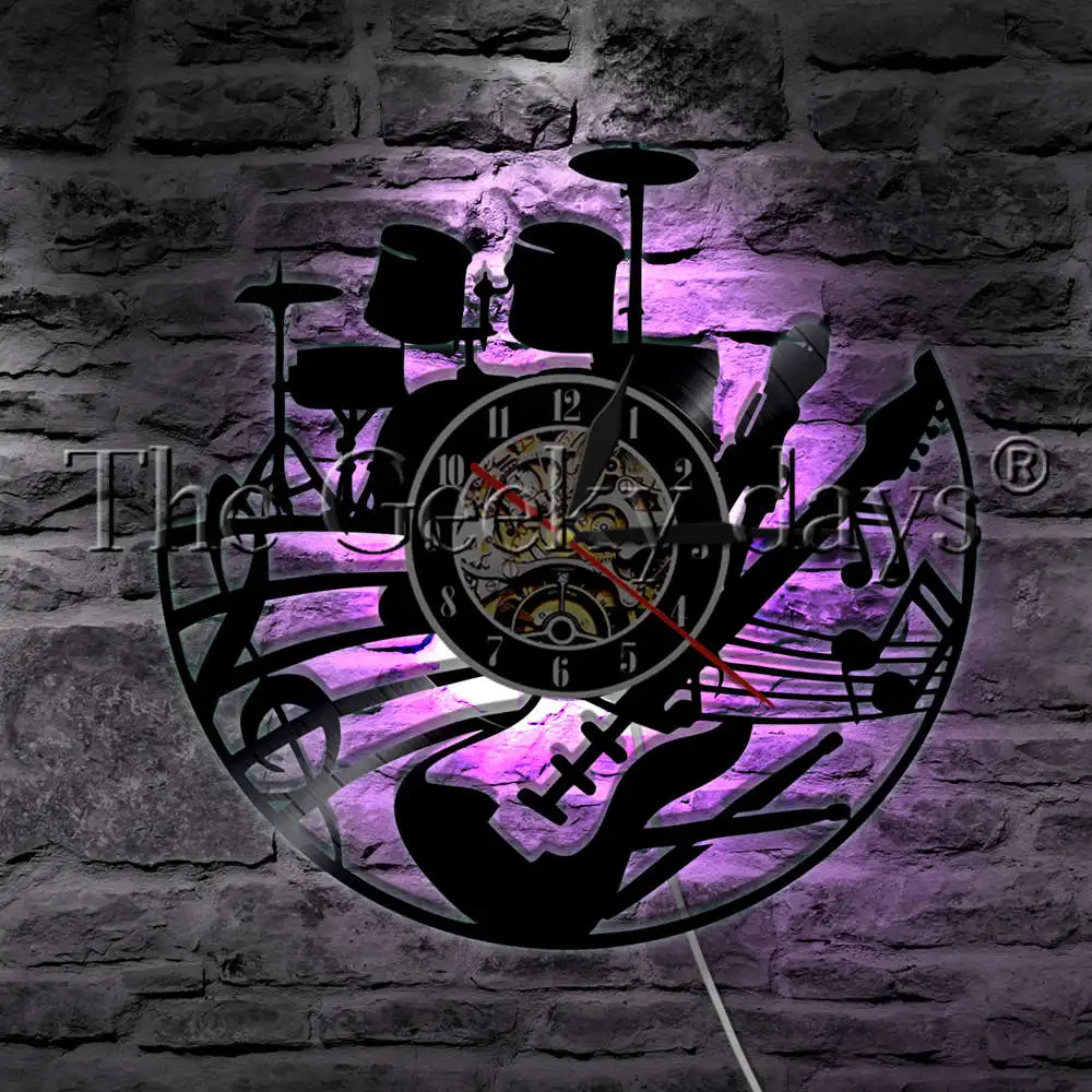 1Piece Rock Music Guitar And Drum Kits Vinyl Record Wall Clock Modern Wall Lamp Musical Instrument LED Night Light Guitar Gift
1Piece Rock Music Guitar And Drum Kits Vinyl Record Wall Clock Modern Wall Lamp Musical Instrument LED Night Light Guitar Gift