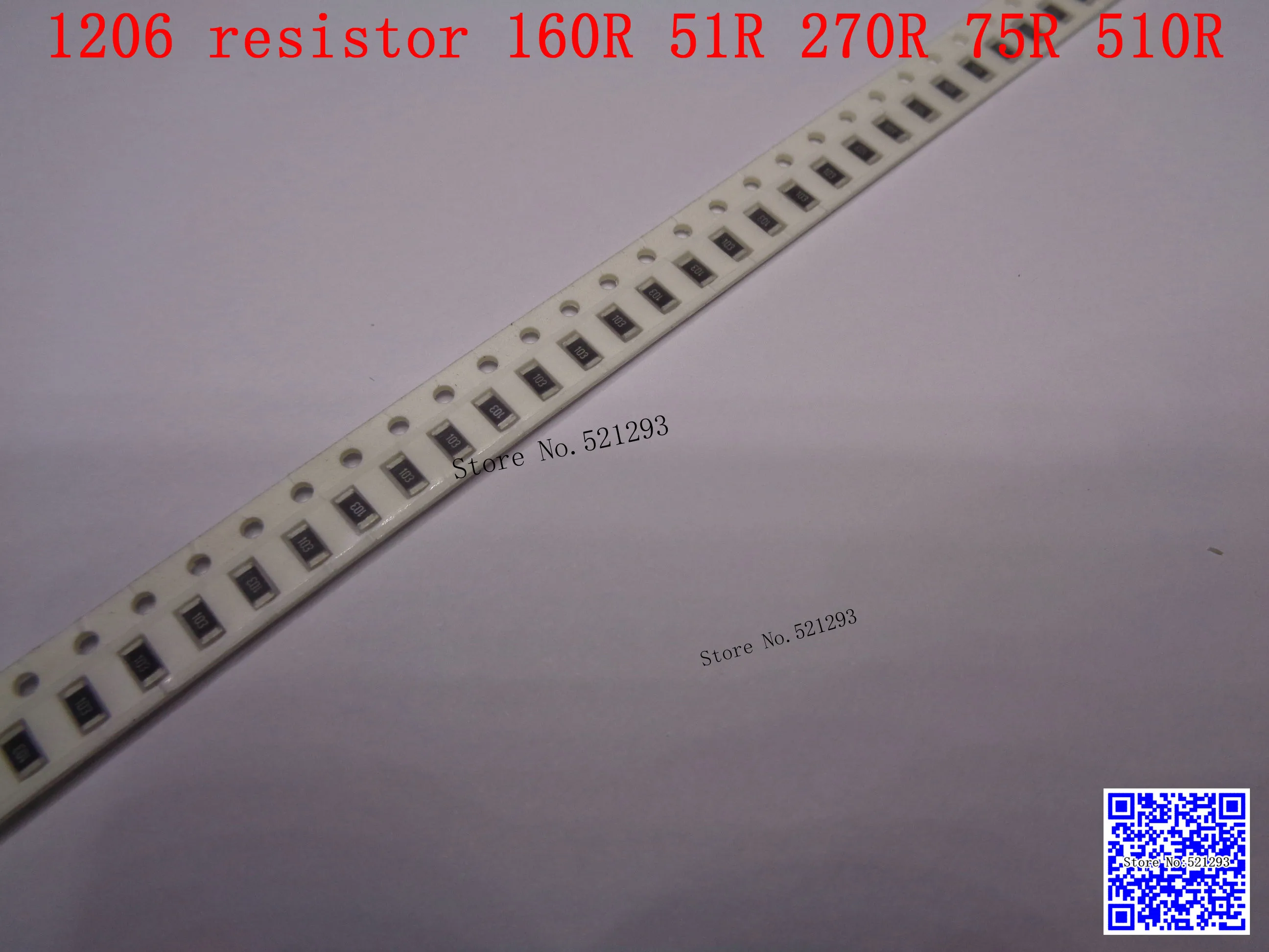 1206 F SMD resistor 1/4W 160R 51R 270R 75R 510R ohm 1% 3216 Chip resistor 500PCS/LOT
1206 F SMD resistor 1/4W 160R 51R 270R 75R 510R ohm 1% 3216 Chip resistor 500PCS/LOT