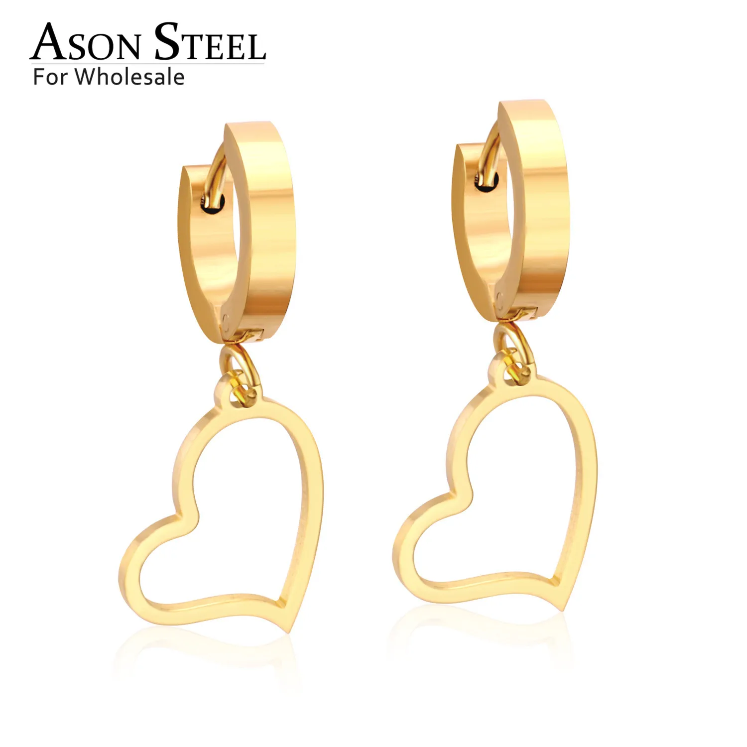 Женские круглые серьги кольца ASONSTEEL из нержавеющей стали с подвеской в виде
