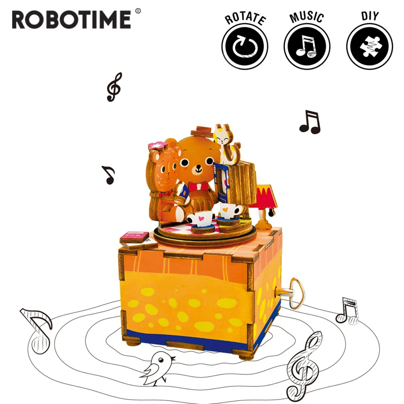 Robotime DIY Cute Bear 3D Wooden Puzzle Game Assembly Rotatable Music Box Toy Gift for Children Adult AM310
Robotime DIY Cute Bear 3D Wooden Puzzle Game Assembly Rotatable Music Box Toy Gift for Children Adult AM310