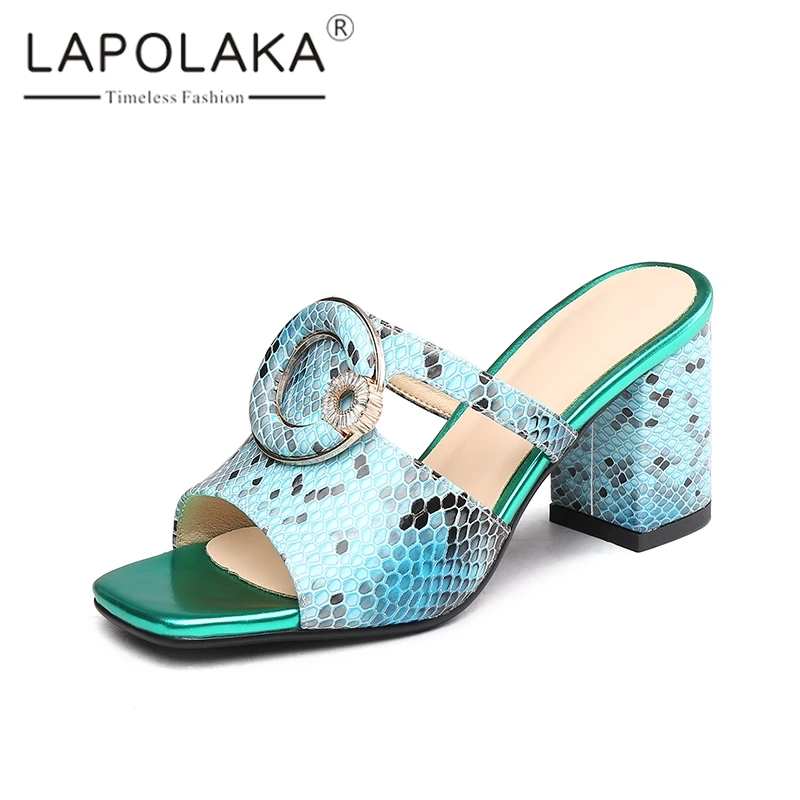 

Lapolaka 2019 Large Size 33-42 Fashion Fretwork Slippers Women Summer Sheepskin Insole High Heels Slippers Women Shoes Woman