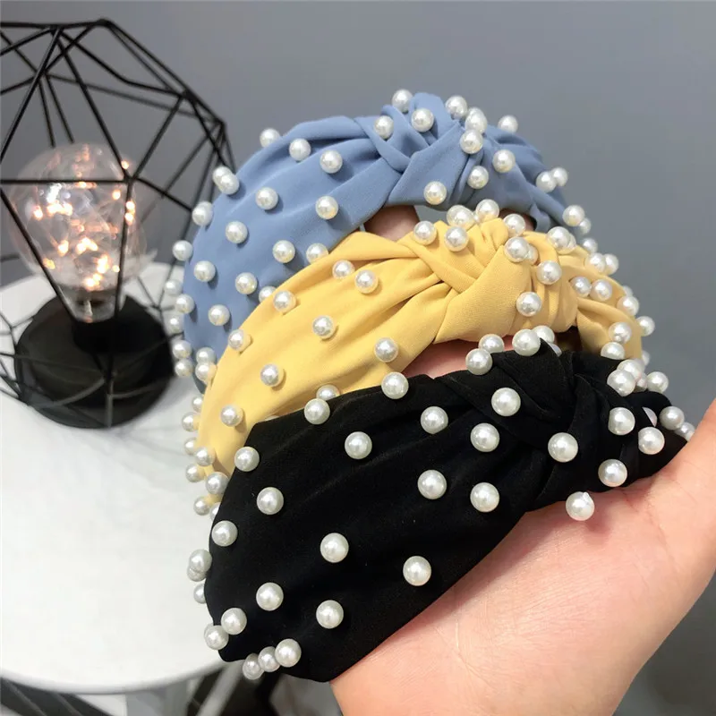 Top Fashion Women Chiffon Wide Knot Hairbands Full Of Pearls Cute Solid Bow Knot Headbands Vintage Hair Bands
Top Fashion Women Chiffon Wide Knot Hairbands Full Of Pearls Cute Solid Bow Knot Headbands Vintage Hair Bands