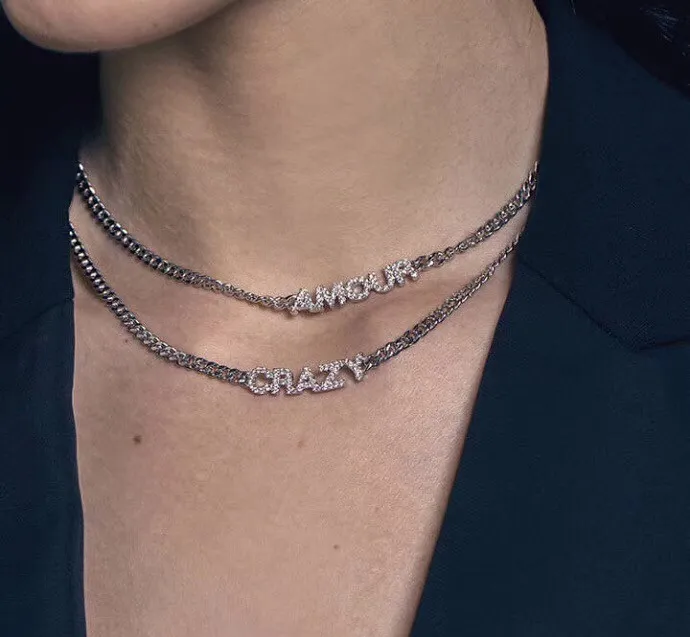 Famous brand sterling silver 925 cz letter AMOUR HAPPY SMILE CRAZY necklace cubic zirconia alphabet sentence Monaco choker
Famous brand sterling silver 925 cz letter AMOUR HAPPY SMILE CRAZY necklace cubic zirconia alphabet sentence Monaco choker