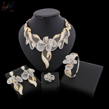 YULAILI Free Shipping High Quality Brass Unique Design Engagement Gold Plating Women Zircon Jewelry Set
YULAILI Free Shipping High Quality Brass Unique Design Engagement Gold Plating Women Zircon Jewelry Set
