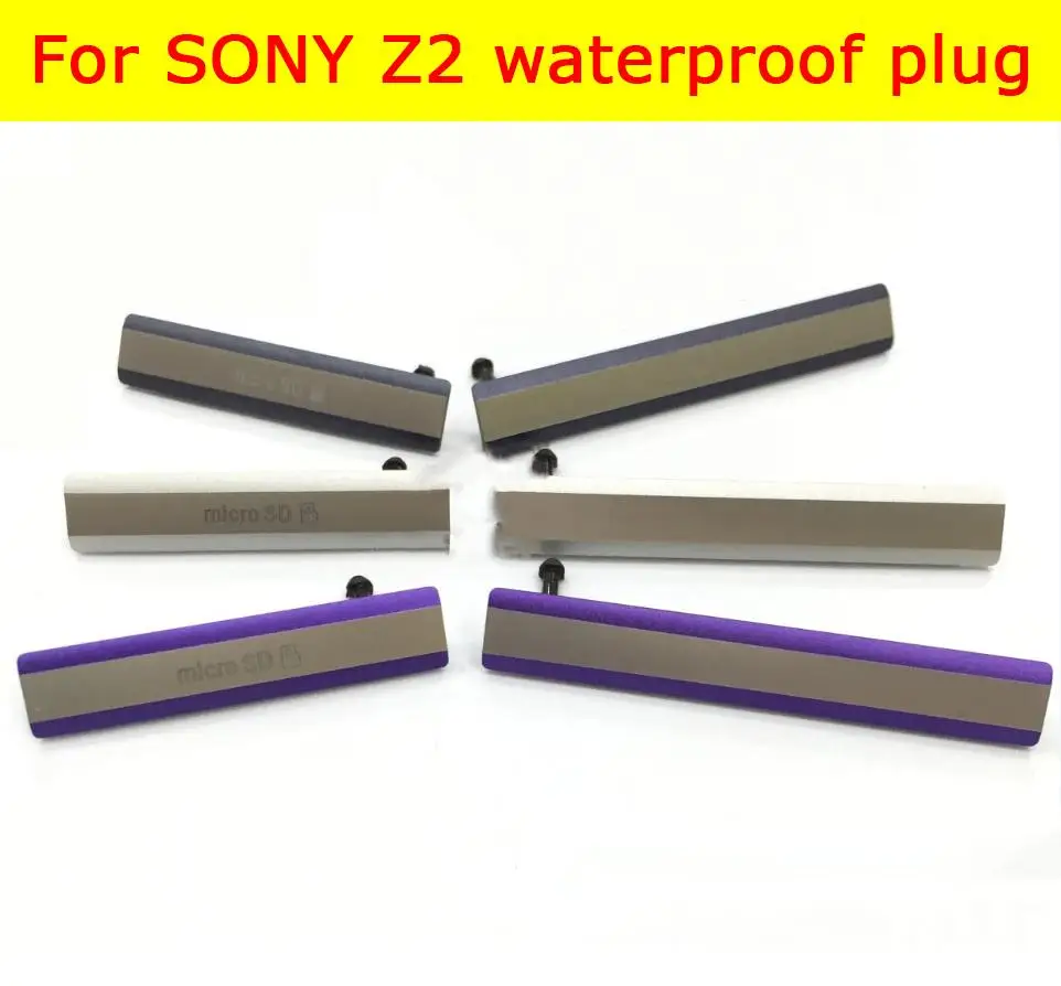 

100% New housing-USB Charging Port Dust Plug cover & Micro SD Port cover Sim card port cover for sony xperia z2 L50 L50w D6502