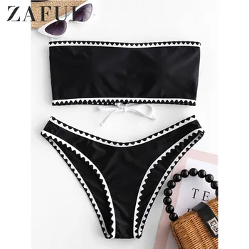 ZAFUL Bikini Embroidered Trim Lace Up Strapless Bikini Push Up Swimwear Sexy Swimsuit Bathing Suit Women Holiday Swimming Bikini
ZAFUL Bikini Embroidered Trim Lace Up Strapless Bikini Push Up Swimwear Sexy Swimsuit Bathing Suit Women Holiday Swimming Bikini