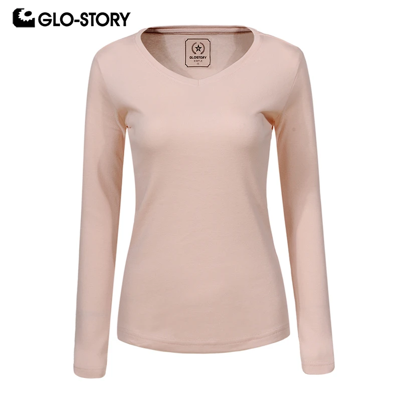 GLO-STORY Women Basic Solid V-Neck Long Sleeve Tee Shirts Cotton T-Shirts Ladies Tops Female Clothing 2018 Plus Size WCX-7046
GLO-STORY Women Basic Solid V-Neck Long Sleeve Tee Shirts Cotton T-Shirts Ladies Tops Female Clothing 2018 Plus Size WCX-7046