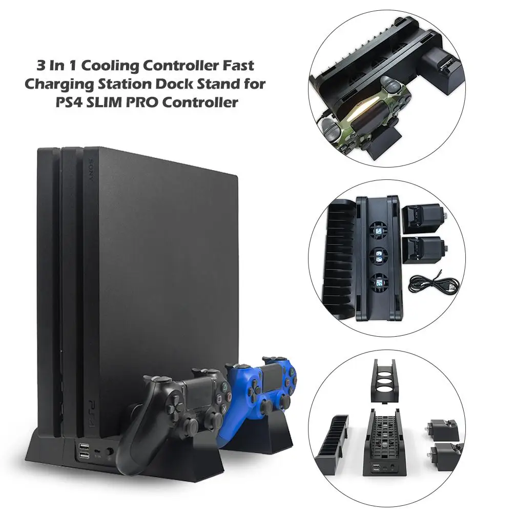 Cooling Fan Game Controller Cooling Fan Fast Charging Station Dock Stand 3 In 1 For PS4 SLIM PRO Controller Accessories
Cooling Fan Game Controller Cooling Fan Fast Charging Station Dock Stand 3 In 1 For PS4 SLIM PRO Controller Accessories