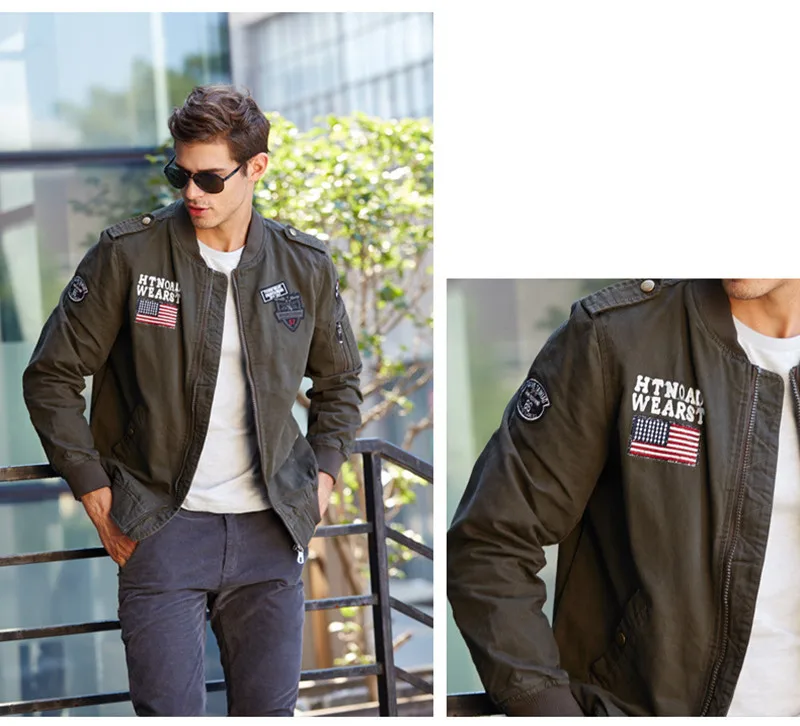 2017 new men's jacket spring jacket bomber Brand jacket self-cultivation Army flight leisure men's high quality coat Overcoat 12