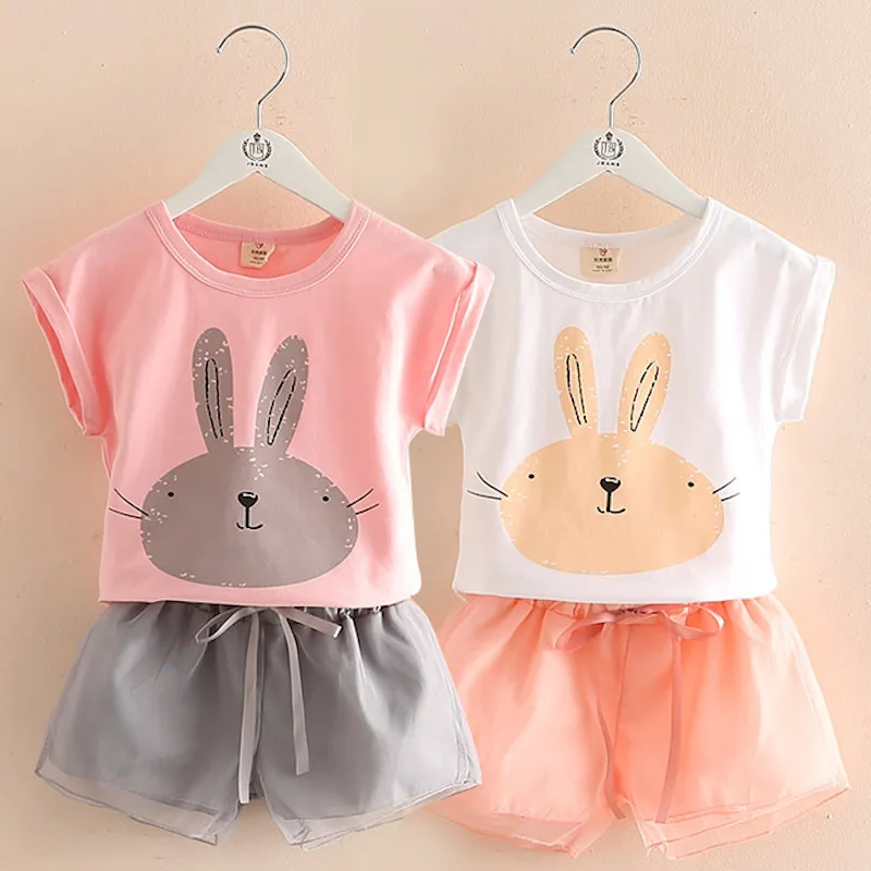 Girls Clothing Set 2021 Summer 2-10T Years Old Kids Girl Cartoon Rabbit Print T Shirt+Shorts Drawstring 2 Piece Outfits Suit Set
Girls Clothing Set 2021 Summer 2-10T Years Old Kids Girl Cartoon Rabbit Print T Shirt+Shorts Drawstring 2 Piece Outfits Suit Set