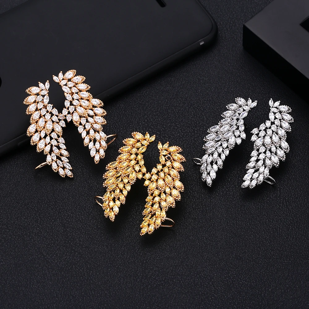 jankellyLuxury feather Cubic Zircon Crystal CZ Long Dangle Earrings For Women African Bridal Earring aretes de mujer modernos
jankellyLuxury feather Cubic Zircon Crystal CZ Long Dangle Earrings For Women African Bridal Earring aretes de mujer modernos