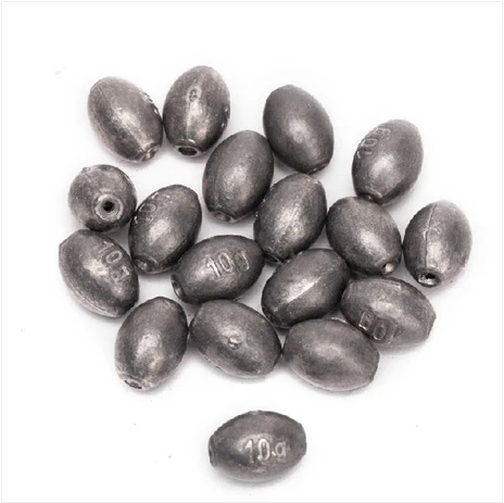 50pcs Weight 10g cheap price saltwater olive shape fishing lead sinker
