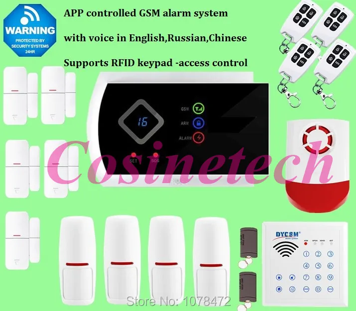 

Android&IOS APP Control Security Wireless GSM Home alarm system with RFID access control keypad support defense zone renamed