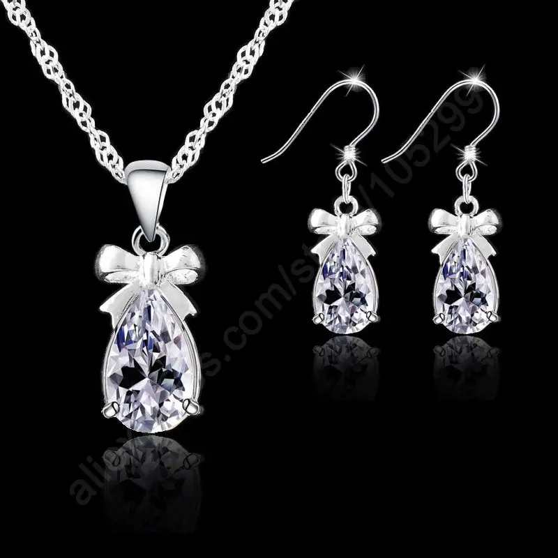 New Gift Set 925 Real Sterling Silver Needle With White Cubic Zirconia Dangle Earring Pendant Necklace Woman Jewelry Set
New Gift Set 925 Real Sterling Silver Needle With White Cubic Zirconia Dangle Earring Pendant Necklace Woman Jewelry Set