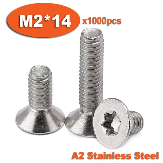 1000pcs DIN965 M2 x 14 A2 Stainless Steel Torx Countersunk Flat Head Screw Screws
1000pcs DIN965 M2 x 14 A2 Stainless Steel Torx Countersunk Flat Head Screw Screws