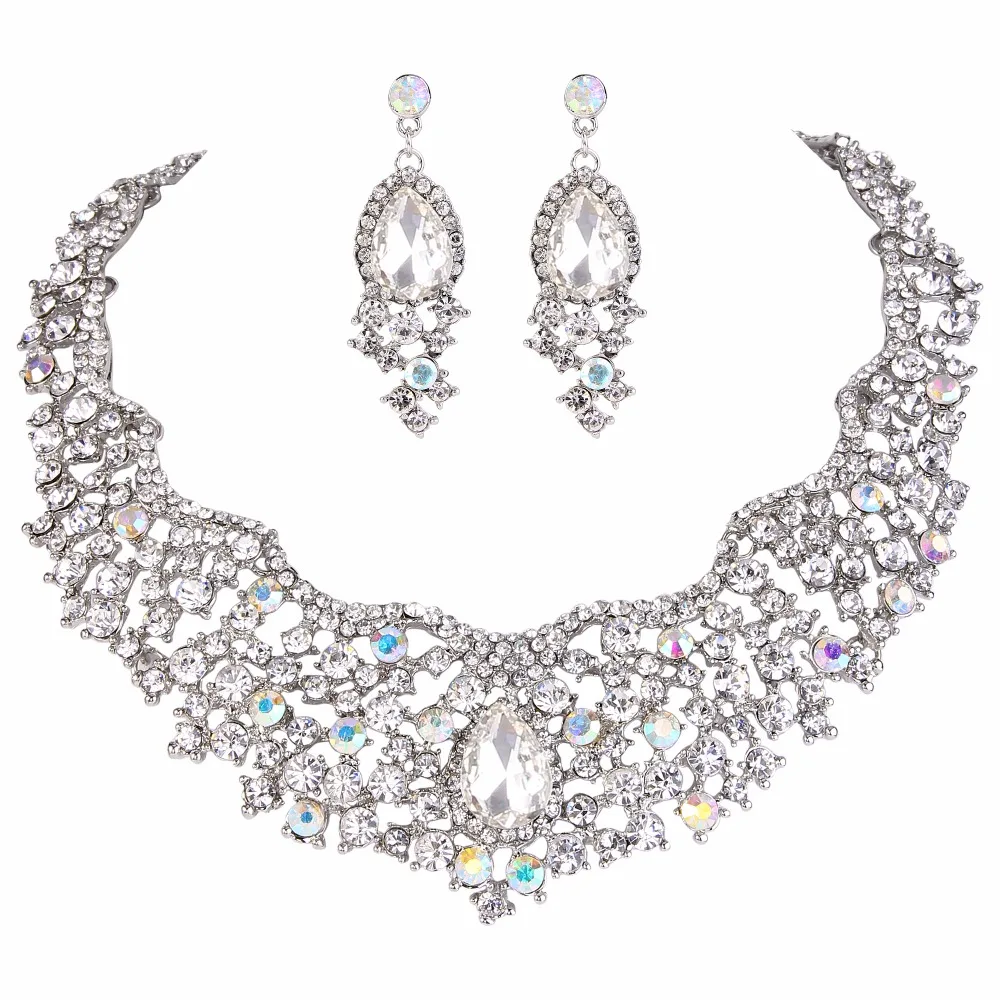 Tuliper Clear AB Teardrop Bridal Necklace Earrings Set Austrian Crystal Jewelry Set For Women Wedding Party Jewelry Gift
Tuliper Clear AB Teardrop Bridal Necklace Earrings Set Austrian Crystal Jewelry Set For Women Wedding Party Jewelry Gift