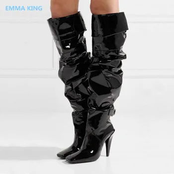 Black Patent Leather Women Long Boots Square Toe Slip On Spike High Heels Fashion Woman Shoes Knee High Boots Knight Botas Mujer
Black Patent Leather Women Long Boots Square Toe Slip On Spike High Heels Fashion Woman Shoes Knee High Boots Knight Botas Mujer