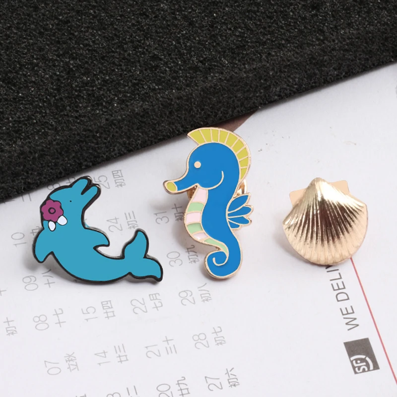 3 Style Seahorse Dolphin Shells Brooch Animal Pin Ocean Enamel Pins For Backpacks Children Badge Accessories Jewelry Girl Gift
3 Style Seahorse Dolphin Shells Brooch Animal Pin Ocean Enamel Pins For Backpacks Children Badge Accessories Jewelry Girl Gift