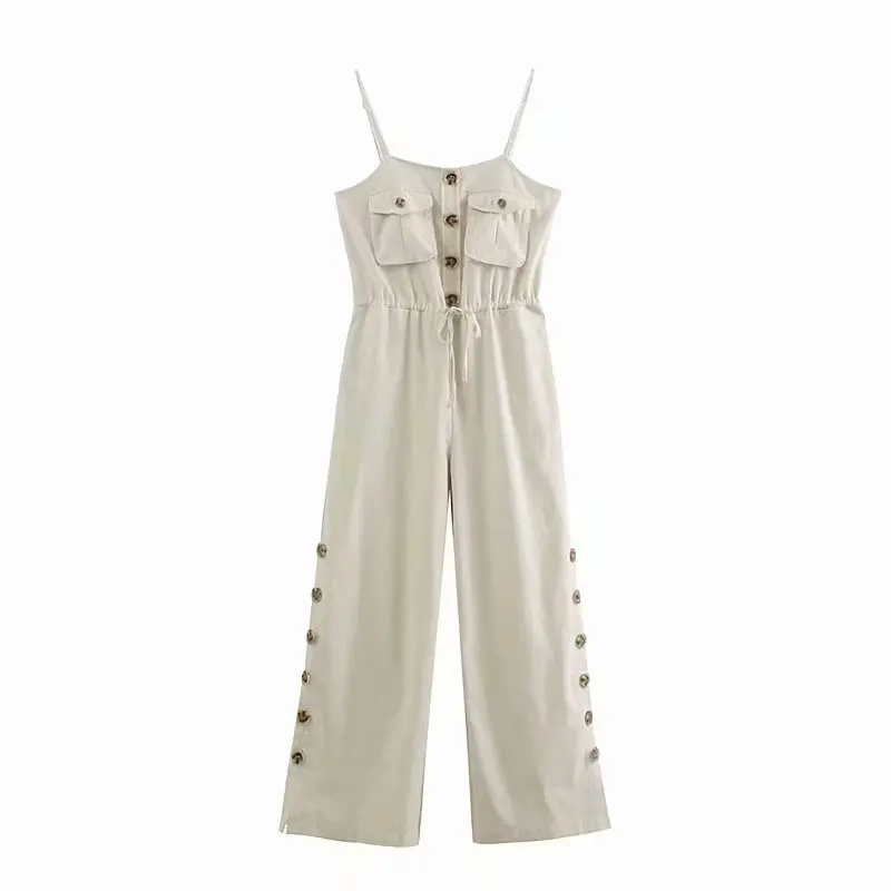 Button Decoration Patch Pocket Female Conjoined Wide Leg Pants 2019 Summer Women Waist Drawstring Sling Jumpsuits P1237
Button Decoration Patch Pocket Female Conjoined Wide Leg Pants 2019 Summer Women Waist Drawstring Sling Jumpsuits P1237