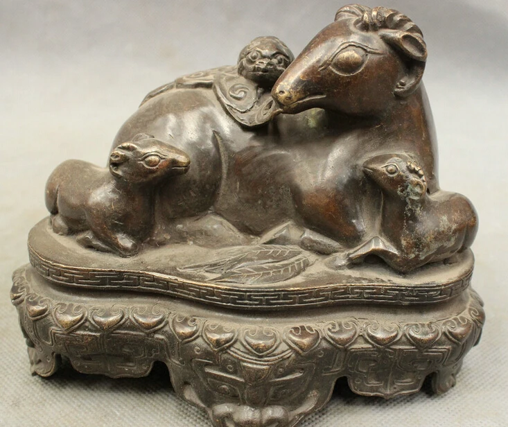 JP S0606 Old Chinese Bronze Fengshui Wealth Zodiac 3 Sheep Goat Lion Head Base Statue Set
JP S0606 Old Chinese Bronze Fengshui Wealth Zodiac 3 Sheep Goat Lion Head Base Statue Set