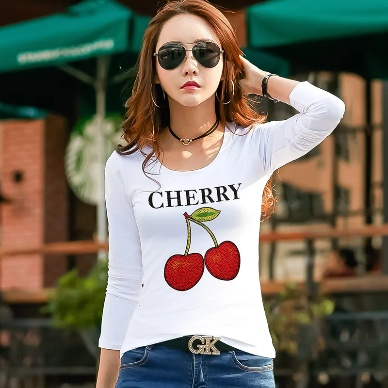 2019 Autumn Fashion Printed Diamonds T Shirts Women White O Neck Long Sleeve Slim Cotton T-shirt Korean Ladies Casual Tee Shirts
2019 Autumn Fashion Printed Diamonds T Shirts Women White O Neck Long Sleeve Slim Cotton T-shirt Korean Ladies Casual Tee Shirts