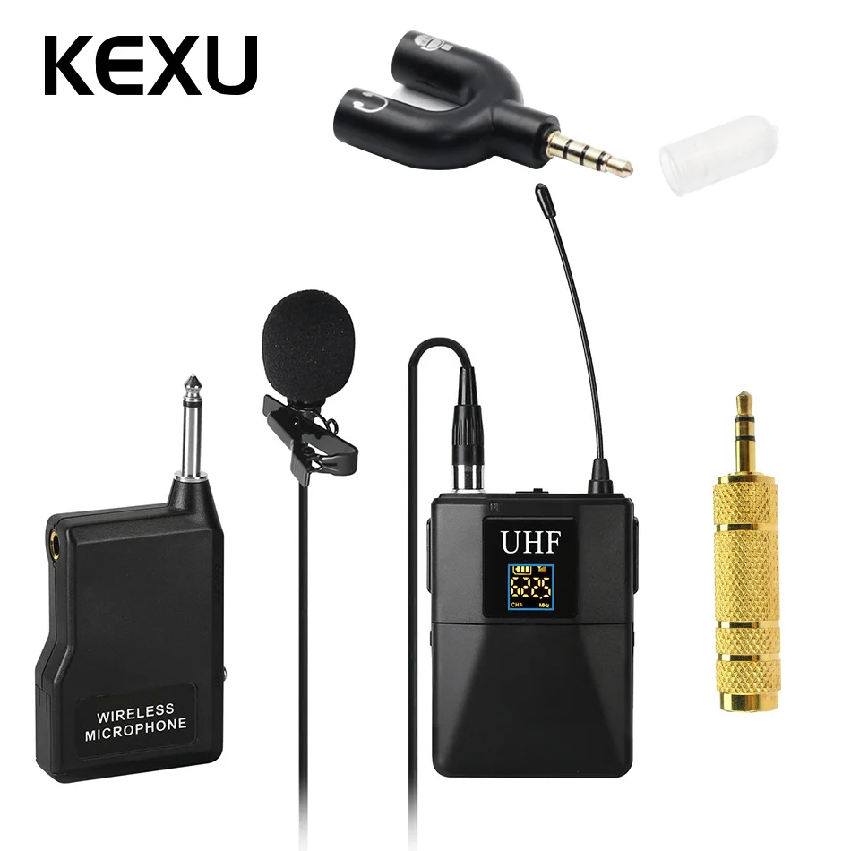 KEXU Professional UHF Wireless Microphone System Lavalier Lapel Mic Receiver + Transmitter for Camcorder Recorder Microphone
KEXU Professional UHF Wireless Microphone System Lavalier Lapel Mic Receiver + Transmitter for Camcorder Recorder Microphone
