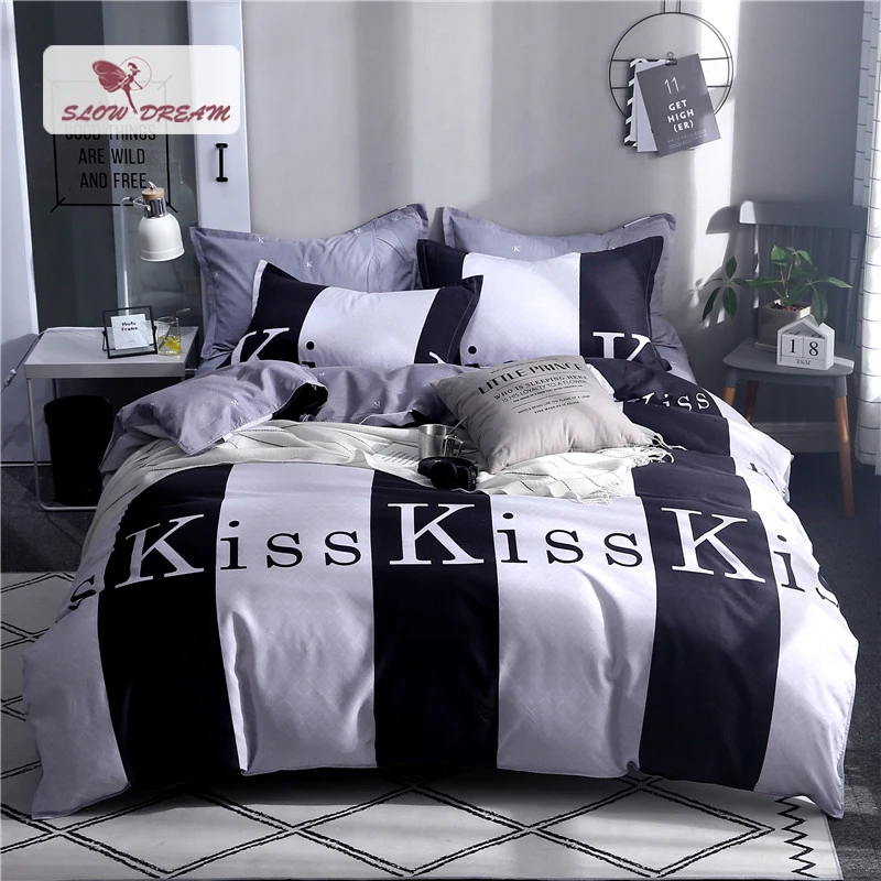 Slowdream Kiss Black Bedding Set Single Nordic Bed Linen Set Double Queen King Bedclothes Bedspread Flat Sheet Duvet Cover Set
Slowdream Kiss Black Bedding Set Single Nordic Bed Linen Set Double Queen King Bedclothes Bedspread Flat Sheet Duvet Cover Set