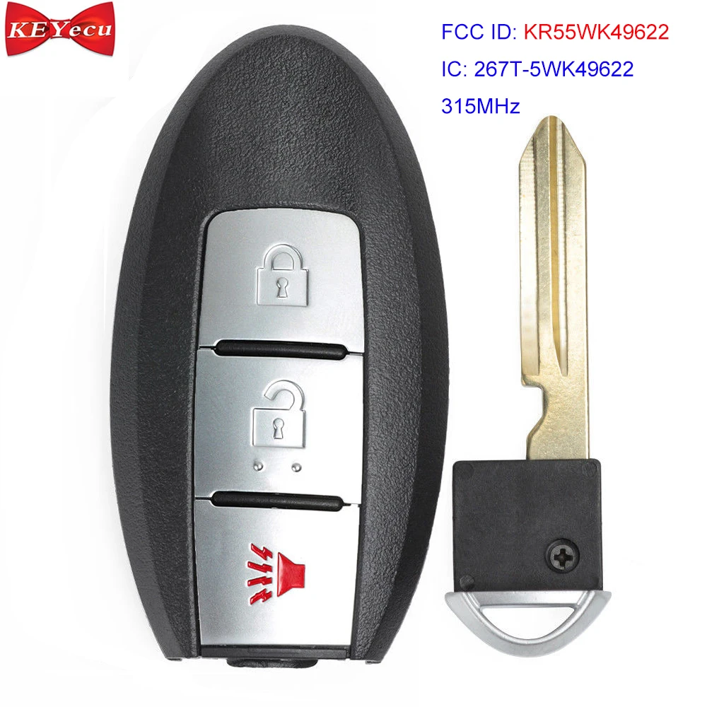 KEYECU for Nissan Murano 370Z 2009-2016 Remote Control Car Key Fob 315MHz FCC ID: KR55WK49622 3 Button
KEYECU for Nissan Murano 370Z 2009-2016 Remote Control Car Key Fob 315MHz FCC ID: KR55WK49622 3 Button