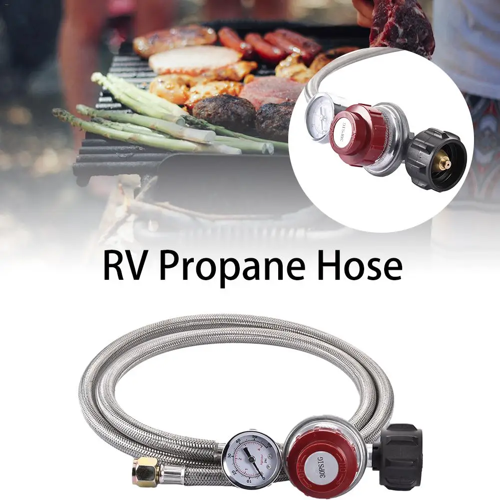 0~30PSI High Pressure Propane Regulator Adjustable Stainless Steel Braided 3/8" Flare Swivelnut Hose Connector with Gauge #40
0~30PSI High Pressure Propane Regulator Adjustable Stainless Steel Braided 3/8" Flare Swivelnut Hose Connector with Gauge #40
