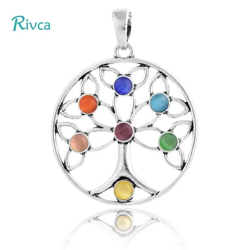 Ожерелье Rivca из натурального кристалла с 7 камнями чакры для женщин ювелирные