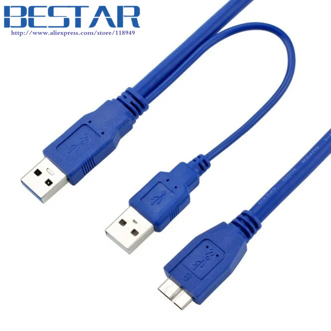 (200 шт./лот) синий USB 3 0 от AM до Micro B внешний жесткий диск Y-образный кабель с