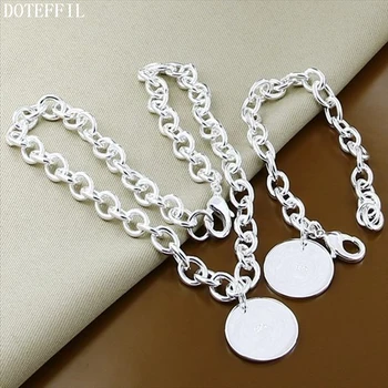 DOTEFFIL 925 Sterling Silver Round 18 inches Chian Necklace 8 inches Bracelets Set For Women Wedding Engagement Party Jewelry
DOTEFFIL 925 Sterling Silver Round 18 inches Chian Necklace 8 inches Bracelets Set For Women Wedding Engagement Party Jewelry