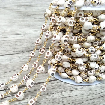 Handcrafted Gold color jewelry Finding,howlite stone skull Beaded Chains,DIY necklace hand chain jewelry making LZ52
Handcrafted Gold color jewelry Finding,howlite stone skull Beaded Chains,DIY necklace hand chain jewelry making LZ52