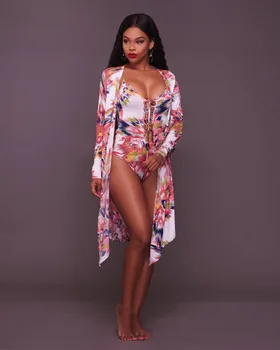 Beach Stley Women's wear Sexy Bikini Print Bandage Deep V Slim Bodysuits Two Piece Outfits
Beach Stley Women's wear Sexy Bikini Print Bandage Deep V Slim Bodysuits Two Piece Outfits