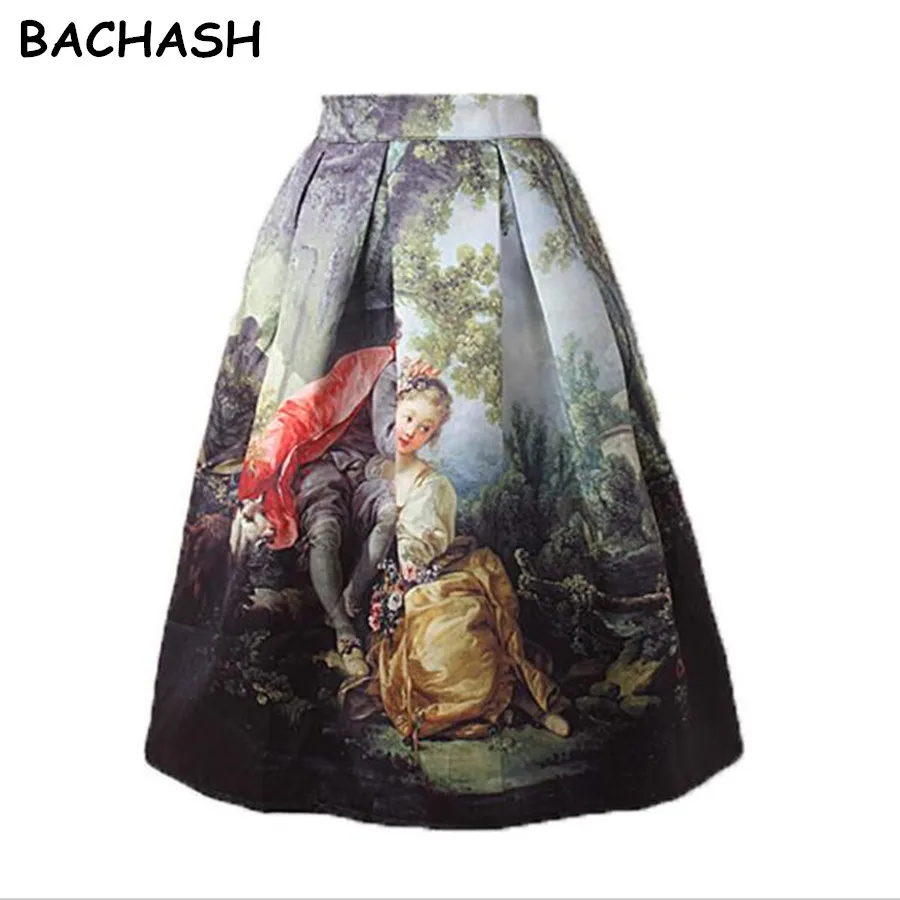 BACHASH Vintage Women Skirts Knee Length Fashion Retro Oil Painting Girl High Waist Pleated Skater Skirt For Print Women Fashion
BACHASH Vintage Women Skirts Knee Length Fashion Retro Oil Painting Girl High Waist Pleated Skater Skirt For Print Women Fashion