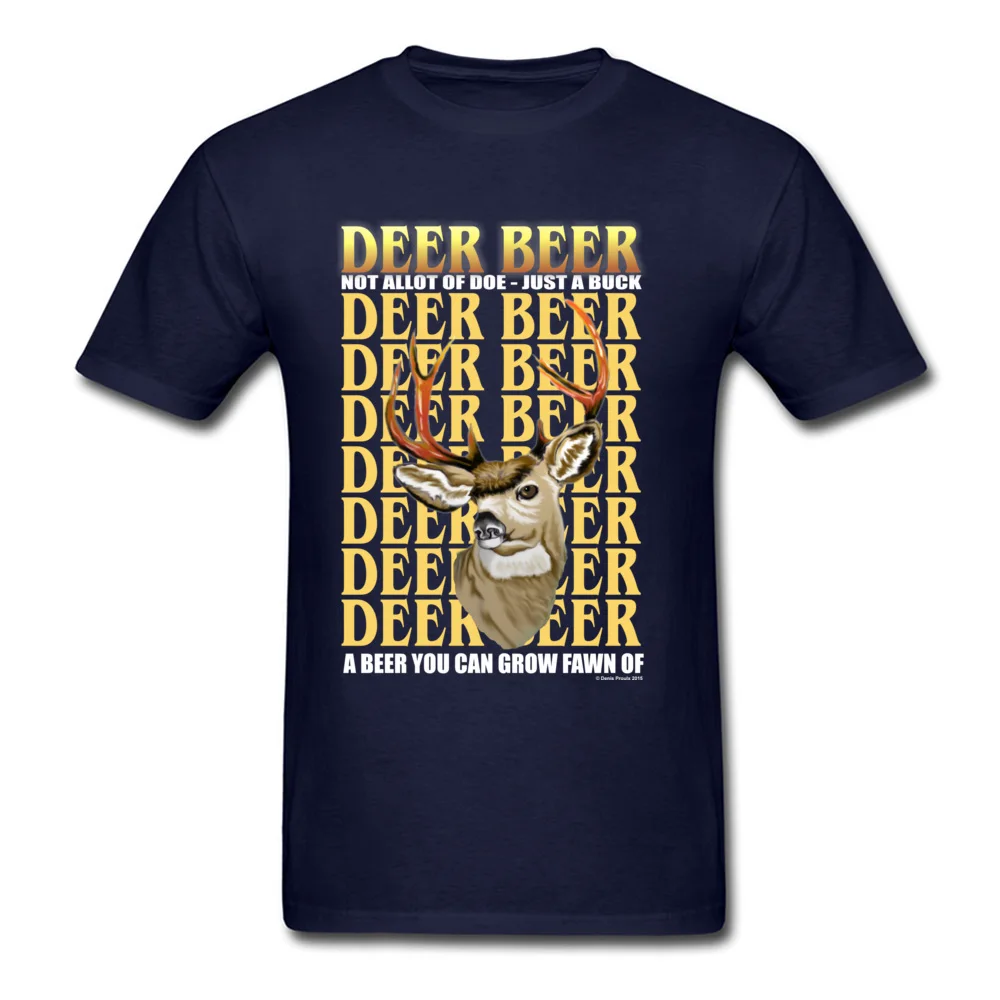 Tops Tees Deer Beer Father Day Funky Classic Short Sleeve Pure Cotton Round Neck Men T Shirts Classic T-shirts Deer Beer navy