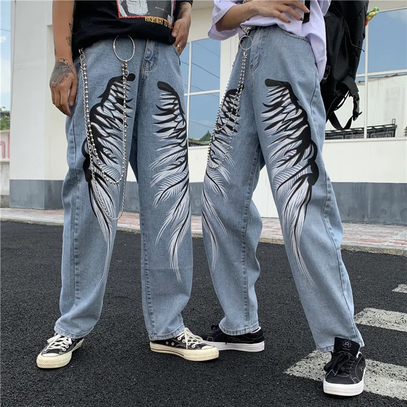 Harajuku Jeans Women Men Feather Wings Printed Denim Pants Vintage High Waist Straight Jeans Unisex Cowboy Streetwear Hipster
Harajuku Jeans Women Men Feather Wings Printed Denim Pants Vintage High Waist Straight Jeans Unisex Cowboy Streetwear Hipster