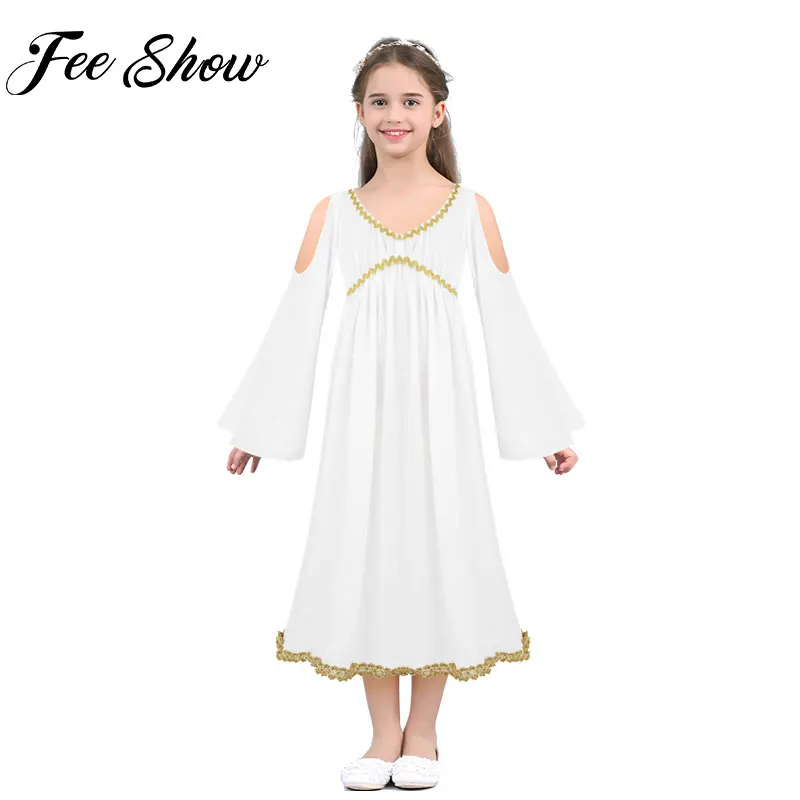 FEESHOW Girls Long Sleeves Dresses White Gold Trim Greek Goddess Flower Dress Child Halloween Costume Cosplay Party Dress
FEESHOW Girls Long Sleeves Dresses White Gold Trim Greek Goddess Flower Dress Child Halloween Costume Cosplay Party Dress
